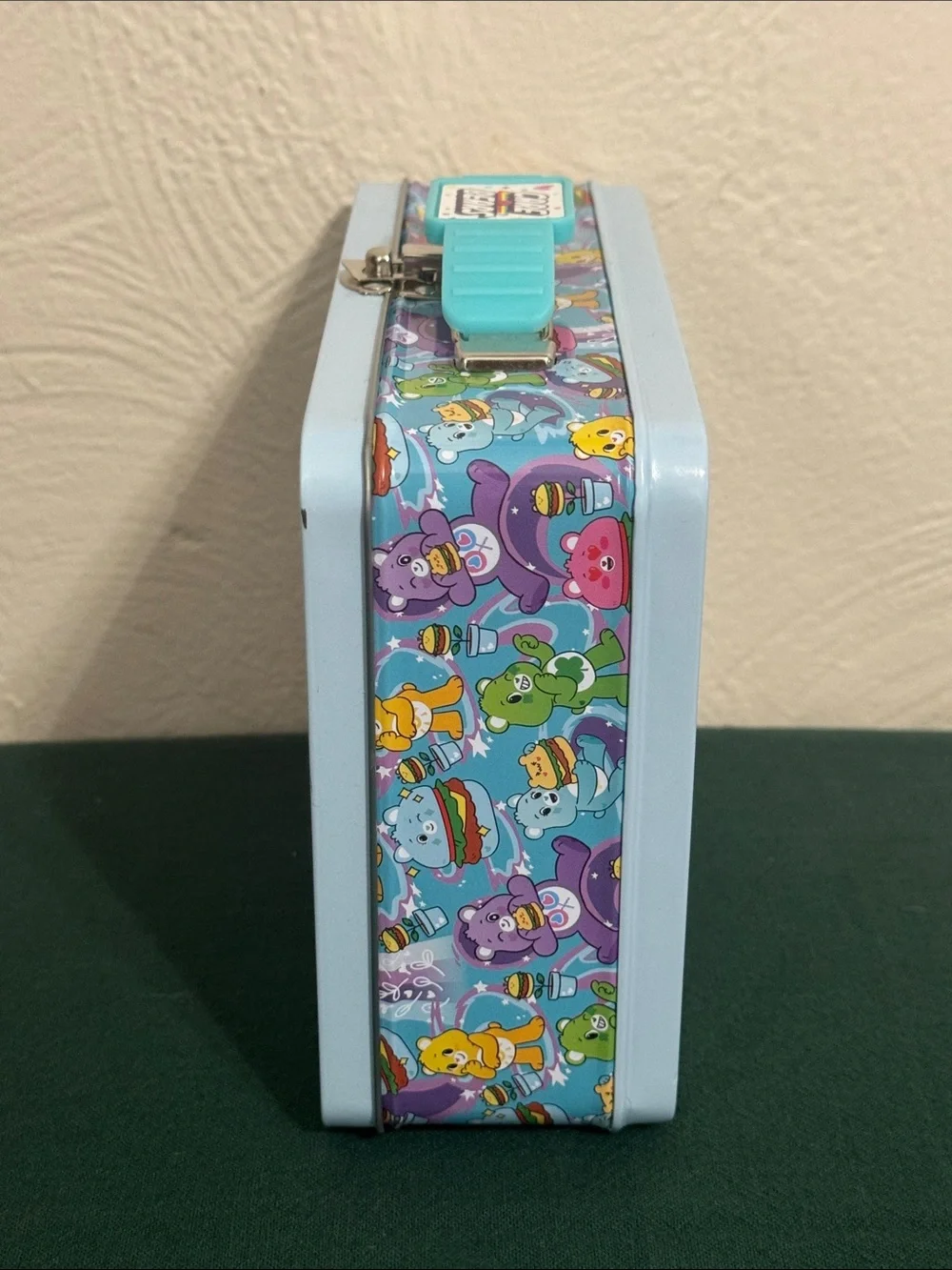 Care Bears Light Blue Metal Lunchbox with Multicolor Characters